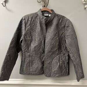 Chico's Gray Puffer Jacket with Structured Shoulders